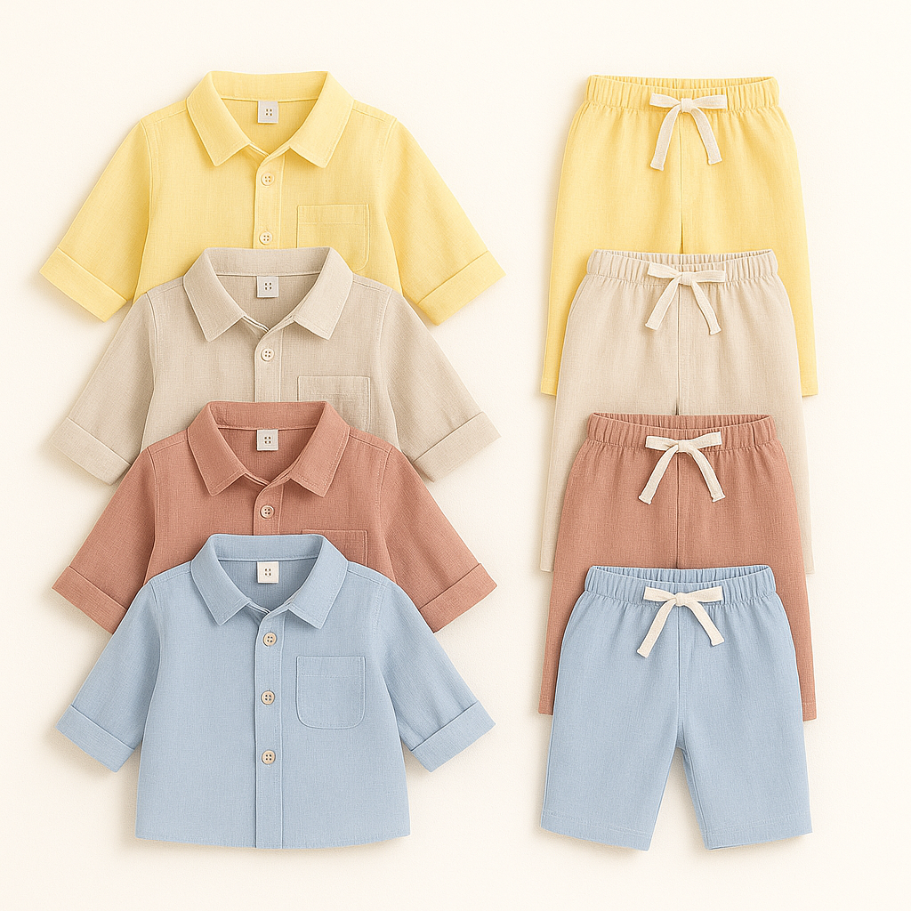 Summer Kids Boys Linen Cotton Clothing (Pack of 4)