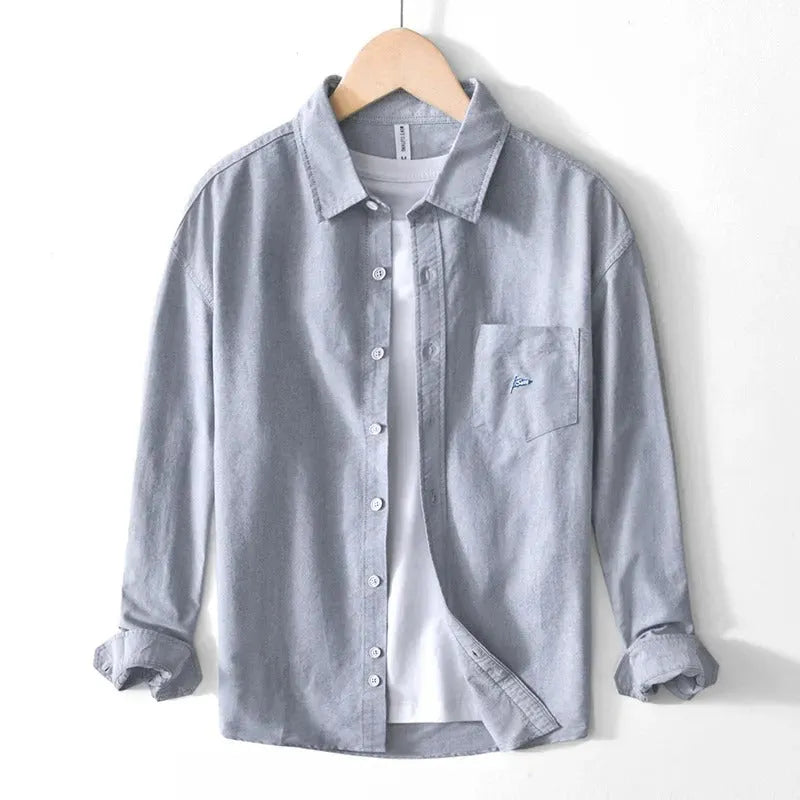 100% Cotton Breathable Soft Oxford Long-Sleeved Shirt ( Pack of 4 )