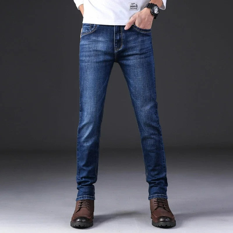 High Quality Dark Print Ripped Denim Elastic Jeans ( Pack of 2 )