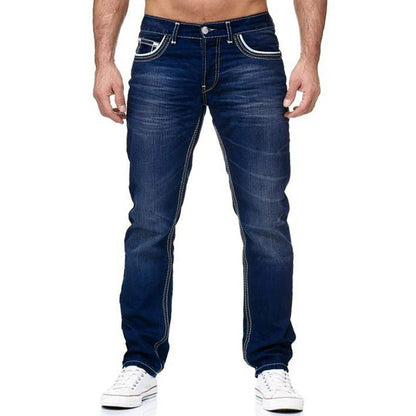 Solid Pockets Stretch Denim Straight Pants ( Pack of 2 )