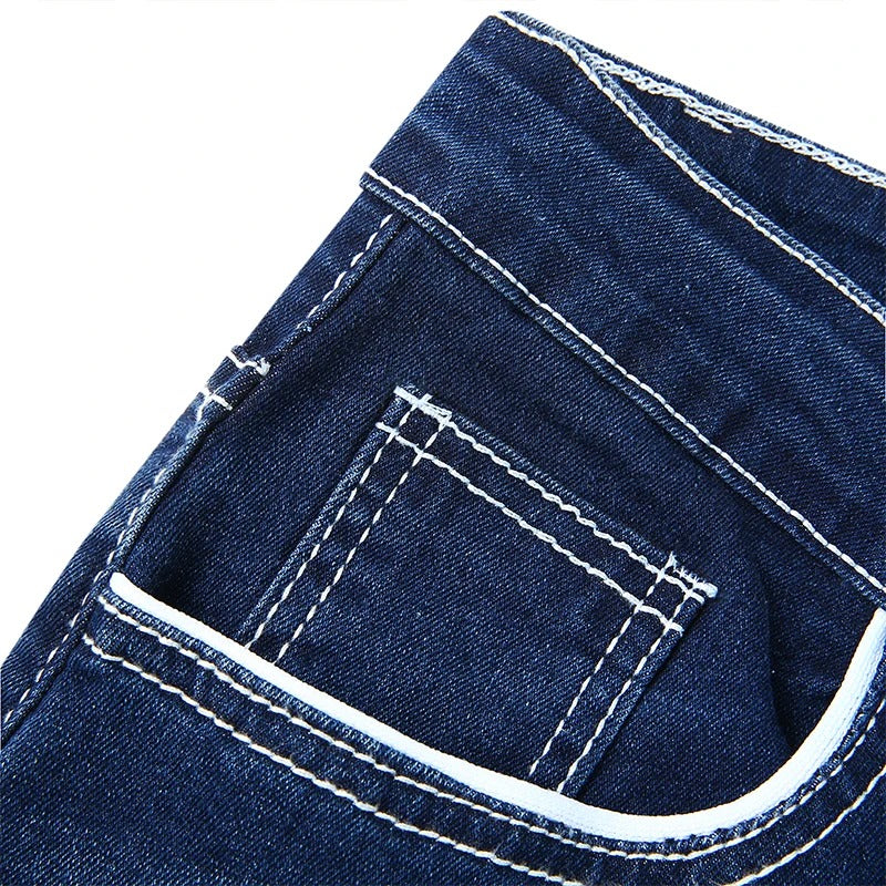 Solid Pockets Stretch Denim Straight Pants ( Pack of 2 )