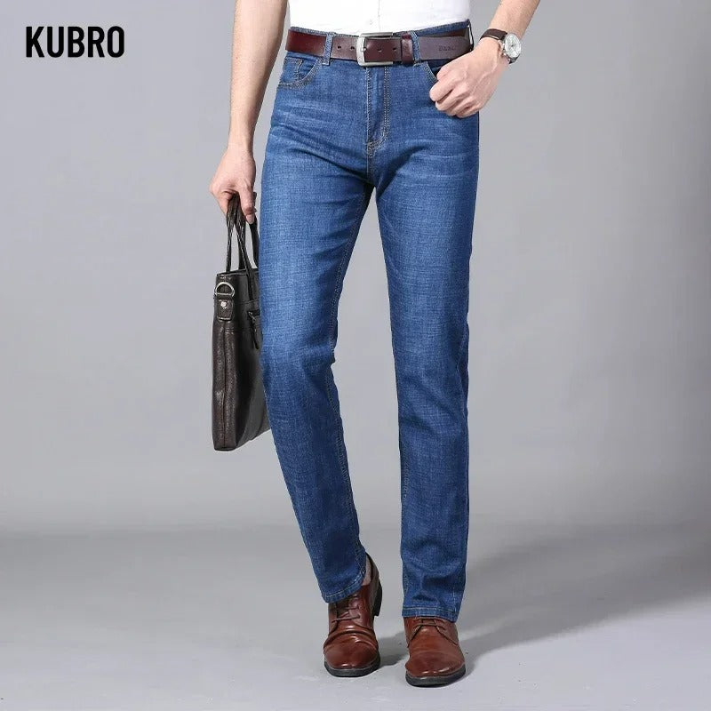 Men Loose Straight Lightweight Jeans High Quality Stretch Pants ( Pack of 2 )