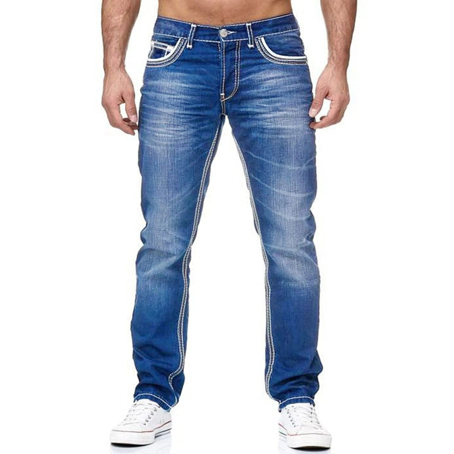 Solid Pockets Stretch Denim Straight Pants ( Pack of 2 )