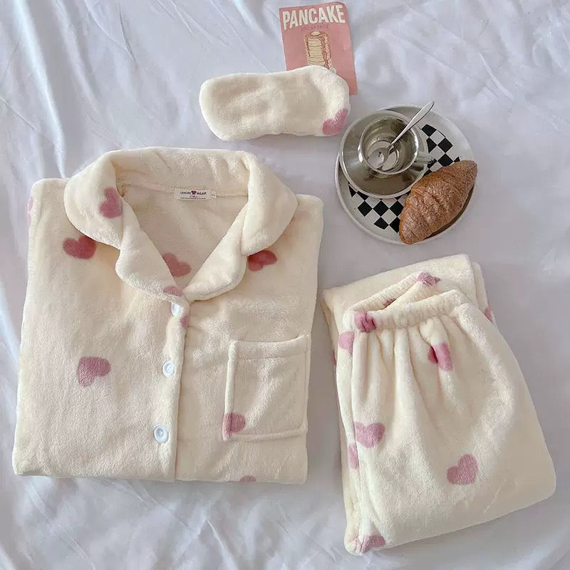 Glaciora Ultra-Soft Fleece Bear Print Winter Nightwear Set (2-Piece)