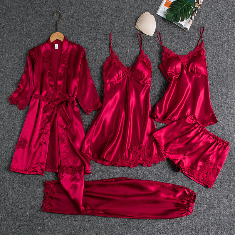 Glaciora – Luxury 6-Piece Satin Pajama Set for Women