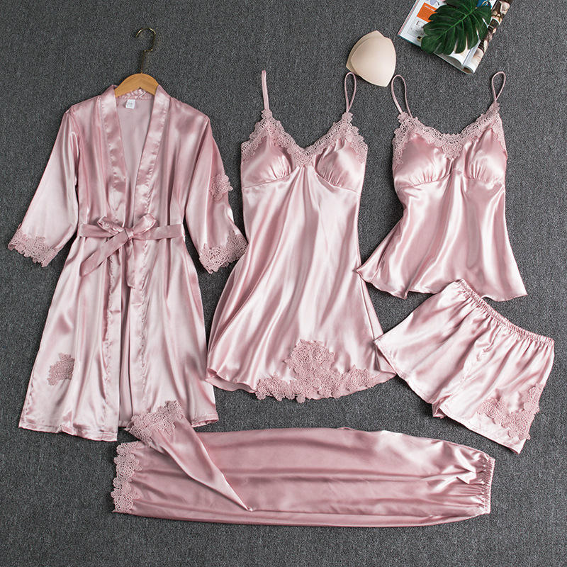 Glaciora – Luxury 6-Piece Satin Pajama Set for Women