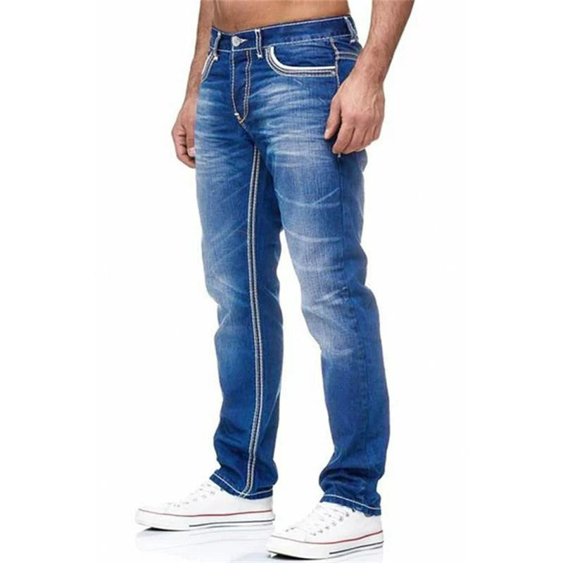 Solid Pockets Stretch Denim Straight Pants ( Pack of 2 )