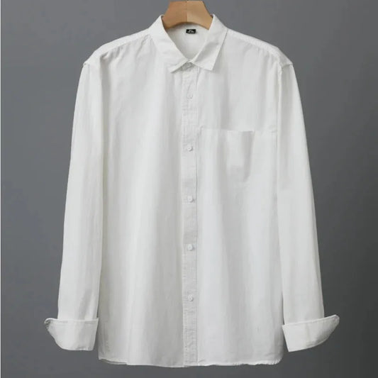 100% Cotton, Men's Solid Color, Breathable, Casual, Durable Long-sleeved Shirt (Pack Of 4)