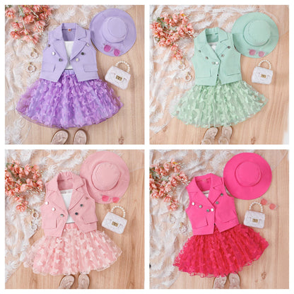 Strap Vest Butterfly Skirt Sleeveless Coat Cotton ( Pack of 4 )