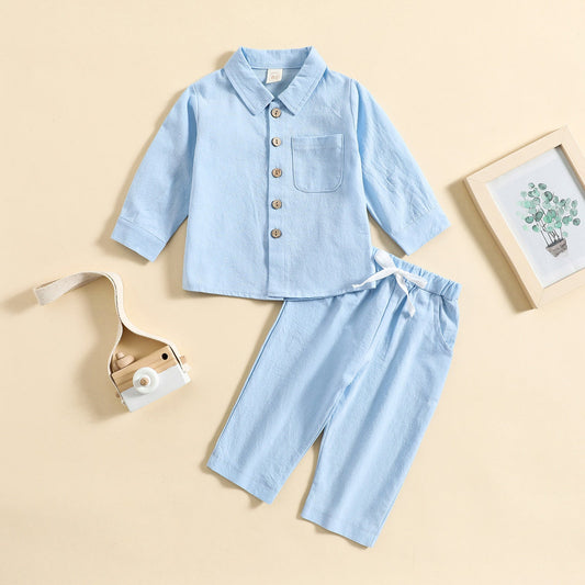 Cotton Linen Baby Boys Shirt Pant Set ( Pack of 4 )