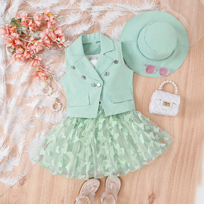 Strap Vest Butterfly Skirt Sleeveless Coat Cotton ( Pack of 4 )