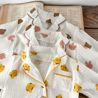 Baby Clothes Boys Girls Muslin Pajamas Long Sleeve Cartoon Cardigan and Pants ( Pack of 5 )