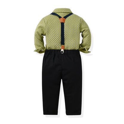 Boys Suit Long Sleeve T Shirt Pants Gentlemen Dresses ( Pack of 3 )