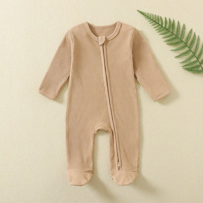 Organic Cotton Bamboo Long Sleeve Baby Rompers Rib Pajamas Babies Toddler ( Pack of 6 )