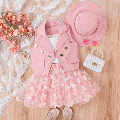 Strap Vest Butterfly Skirt Sleeveless Coat Cotton ( Pack of 4 )