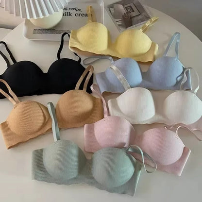 Seamless Half Cup Cloud Nude Anti-Sagging Soft Wireless Bra ( Pack of 7 )